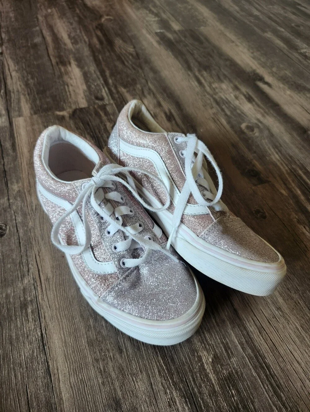 Vans Old Skool Two Toned Glitter Sparkle Pink Low Top Skate Sneakers